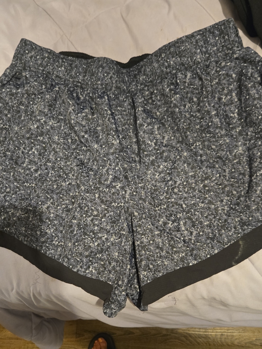 Athletic Works Blue Speckle Running Shorts with Black Trim